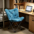 K&J CHIPMUNK Soft Faux Fur Butterfly Chair for Bedroom Living Room Dorm Rooms Flexible Reading Chair for Kids and Teens (Blue)
