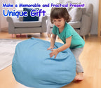 Stuffed Storage Bean Bag (No Filler) Keep Your Plush Toys More Organized Teens Children Lazy Playroom Perfect Ultra Soft Beanbag Washable Space Save Organizer Blue