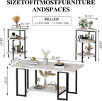 AWQM Faux Marble Table Set,Coffee Table & 2 Side Table, Faux Marble Tabletop and Metal Frame, 3 Piece Table Sets, for Living Room Apartment,White & Black