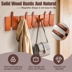Coat Rack Wall Mount,Modern Coat Rack with 7 Wood Folding Flip-Down Hooks,Wood Coats Rack for Entryway, Bedroom,Bathroom