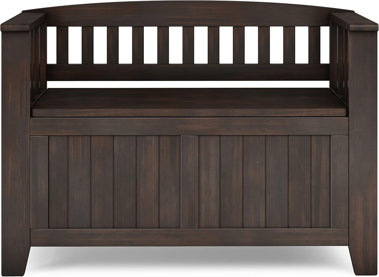 SIMPLIHOME Acadian Solid Wood 36 inch Wide Small Storage Bench and 31.5 inch Wide Shoe Storage Cabinet in Brunette Brown for the Living Room, Entryway, and Family Room, Transitional Style