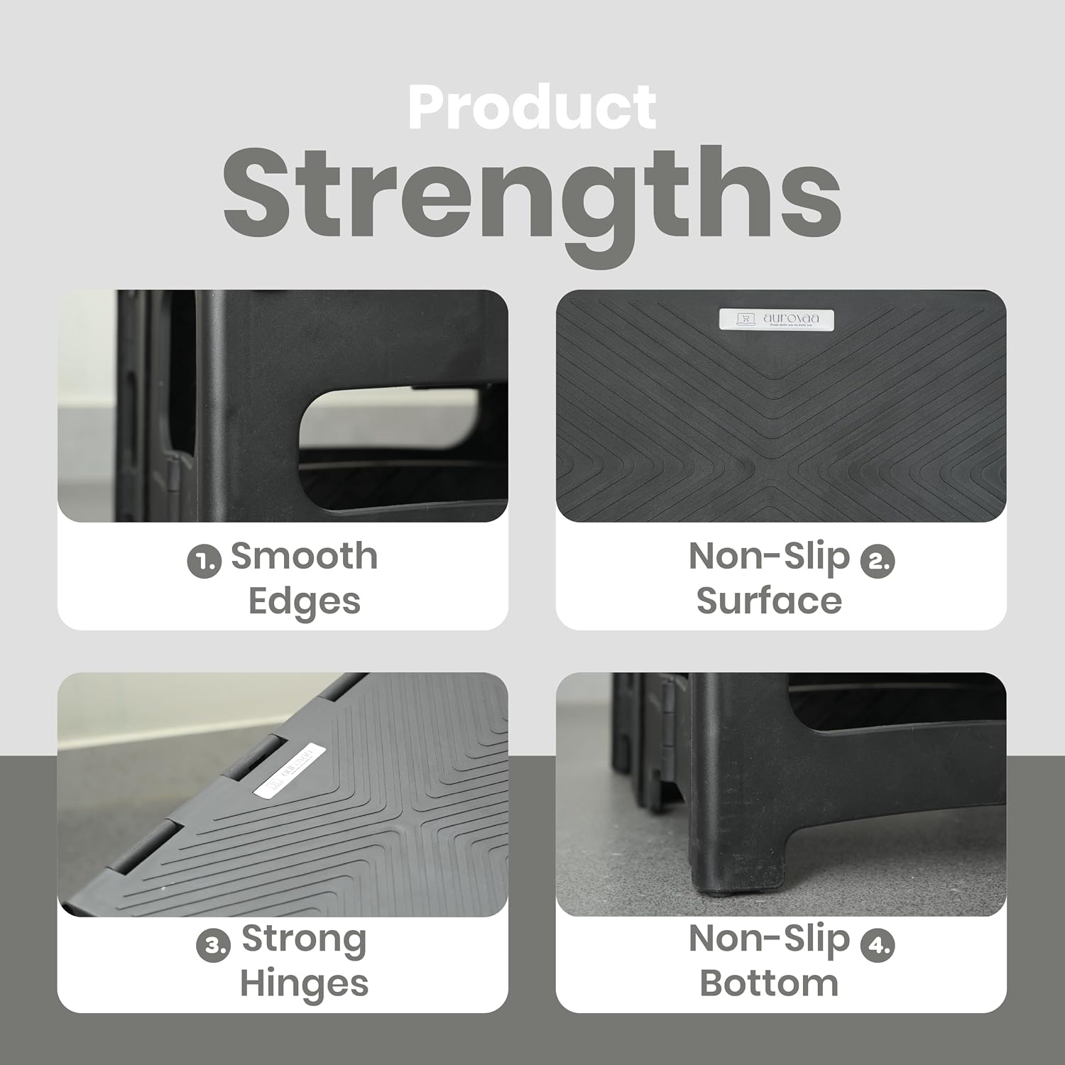 2 Step Folding Stool Non Slip Foldable Step Stool 8 and 17 Inch Dual Height330 lb Capacity Portable Foot Stool for Kitchen Bathroom Black