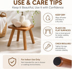 9.5 Inch Small Wooden Stool, Natural Wood Foot Stool with Non Slip Pads, Compact Square Stool for Bathroom Bedroom Entryway Plant Stand Shoe Changing
