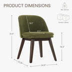 KISLOT Wooden Dining Chairs Set of 4, Fabric Upholstered Modern Dining Room Chairs with Double-Layer Thick Seat Cushion & Ergonomic Backrest for Restaurant, Kitchen and Café, Green, 2 Boxs