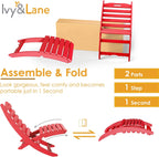IVY&LANE Portable Xavier-Chairs Set of 2 | Folding-Adirondack-Chair | Wave | HDPE Plastic | Limited Edition | Red | All-Weather Resistant | for Outdoor Fire-Pit Patio Lawn Beach Poolside