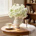 32Pcs Ranunculus Artificial Flowers, Ivory White Faux Silk Mini Peonies Bulk – Fake Wedding Flowers for DIY Bouquet, Home Decor, Bridal Shower & Centerpieces