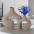 2 Pack White Vases - Home Decor - Ceramic Vases for Flowers, Centerpieces, Room Decor