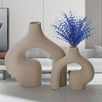 2 Pack White Vases - Home Decor - Ceramic Vases for Flowers, Centerpieces, Room Decor