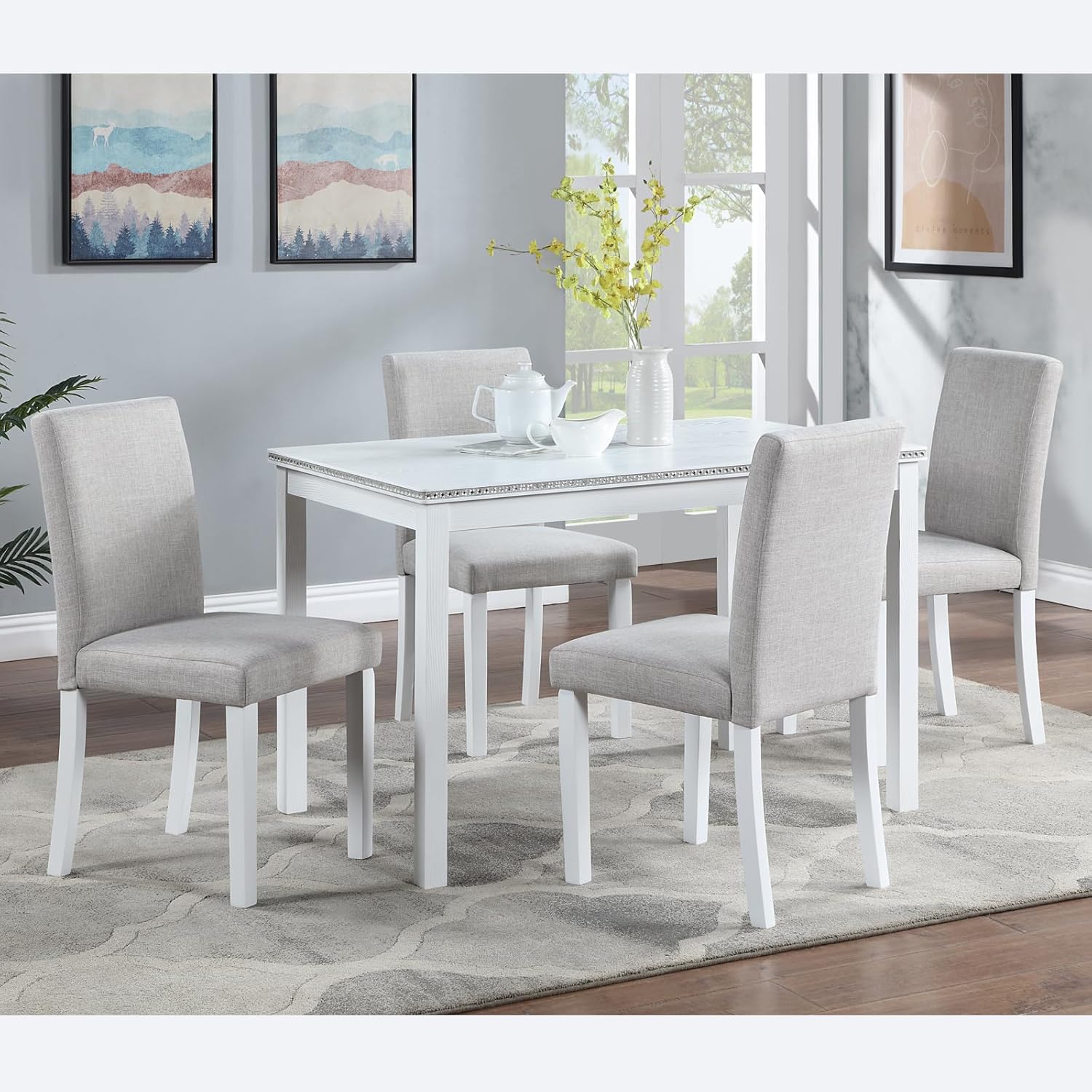 LUMISOL Dining Table for 4-6 People, Wooden Dining Rectangular Table, Kitchen Table for Small Space, Not Included Chairs, White