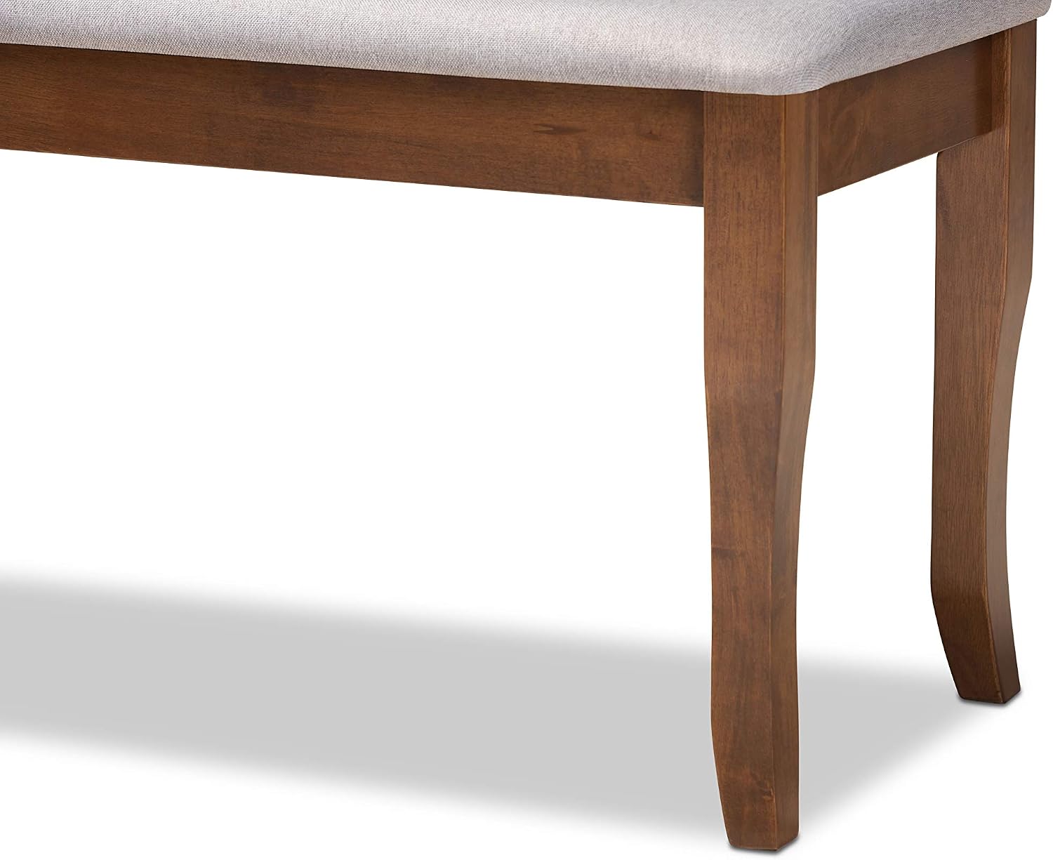 Baxton Studio Cornelie Modern and Contemporary Transitional Grey Fabric Upholstered and Walnut Brown Finished Wood Dining Bench
