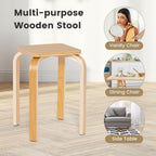 POWERSTONE Wooden Stackable Stools Set of 4, 18" Square Backless Student Chairs w/Non-Slip Pads, Lightweight Stacking Stools for Kitchen, Classroom, Dining Room 330lb Capacity