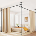 Room Divider Curtain Rod, No Drilling Wall Divider for Room Separation, Adjustable 4-10ft(H) 28-114inch(W) Heavy Duty Temporary Wall Divider Floor to Ceiling Tension Rod,Black