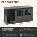 Homiflex 53 Inch Wooden Dog Crate Furniture Heavy Duty Dog Kennel Furniture with Sliding Doors for Large Breed Decorative Solid Wood Dog Cage End Table for Indoor, Grey