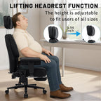 HOFFREE 500lbs Big and Tall Office Chair for Heavy People Executive Desk Chair with Adjustable Lumbar Support Comfy Wide Office Chair,Adjustable Padded Armrest,PU Leather,Black