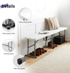 Byliable Folding Bench 6 Foot, Plastic Foldable Bench Seat with Handle, Portable Picnic Party Camping Dining Seat, Garden Multipurpose Entertaining Activities, White, 2 Pack