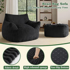 FanYi Bean Bag Chair for Adults with Armrests and Ottoman Comfy Beanbag Lounge Lazy Floor Sofa Accent Chair for Living Room, Bedroom & Dorm, Cozy Fluffy Single Cloud Mini Couch, Black