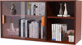 Small Kitchen Pantry Sideboard with 2 Sliding Tempered Glass Doors, Wall Mount or Countertop Cupboard Pantry Cabinet, 31.5 x 11 x 15.7in Storage Cabinets for Dinner Plates, Bowls, Plates