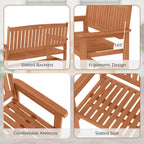 Tangkula Wooden Garden Bench, 2-Person Patio Loveseat with Slatted Backrest and Comfortable Armrests, Outdoor Bench for Porch, Backyard and Park, 530 lbs Weight Capacity