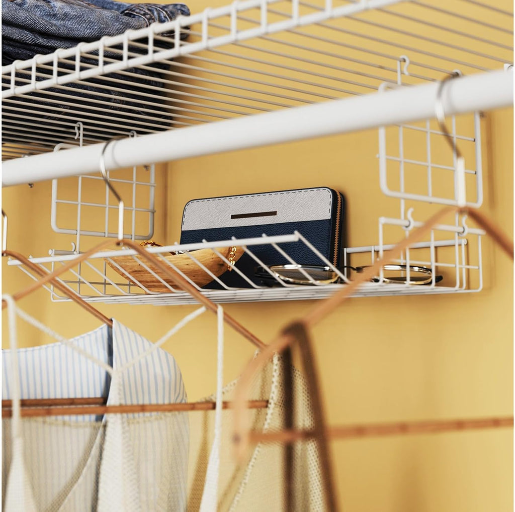 ClosetMaid Hideaway Hanging Wire Shelf for Closets, Pantries, Laundry Rooms, 6.89" H x 15.45" W x 7.78" D, White, 6-Pack