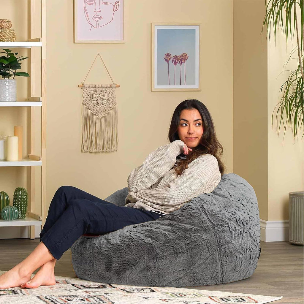 HDMLDP Bean Bag Chair Cover for Adults Kids Comfy Fluffy Giant Round Beanbag Cover Floor Chair Cover for Stuffed Animals Storage, 7FT, Black