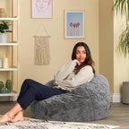 HDMLDP Bean Bag Chair Cover for Adults Kids Comfy Fluffy Giant Round Beanbag Cover Floor Chair Cover for Stuffed Animals Storage, 7FT, Black