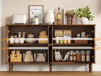 ONBRILL 63 Inch Buffet Cabinet with Storage, Arched Sideboard Cabinet with 4 Doors and Adjustable Shelves, Wooden Coffee Bar for Kitchen, Living Room, Entryway,Walnut