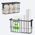 2 Pcs Magnetic Basket Fridge Dryer Ball Holder for Laundry Room Organization and Storage, Magnetic Lint Bin Home Organization for Laundry Room, Kitchen & Office Class School (Black, L&XL-2pcs)