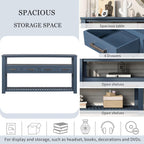 LKTART Console Table for Entryway with 4 Drawers,61.5'' Long Sofa Table with 3-Tier Open Shelves,Entry Table for Hallway,Foyer,Living Room,Navy Blue