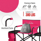 OmySalon Tall Folding Directors Chair with Side Table Storage Bag, Aluminum Frame 300 lbs Capacity, Portable Makeup Artist Bar Height, 19.7" D x 24.6" W x 45.7" H(Rose Red)