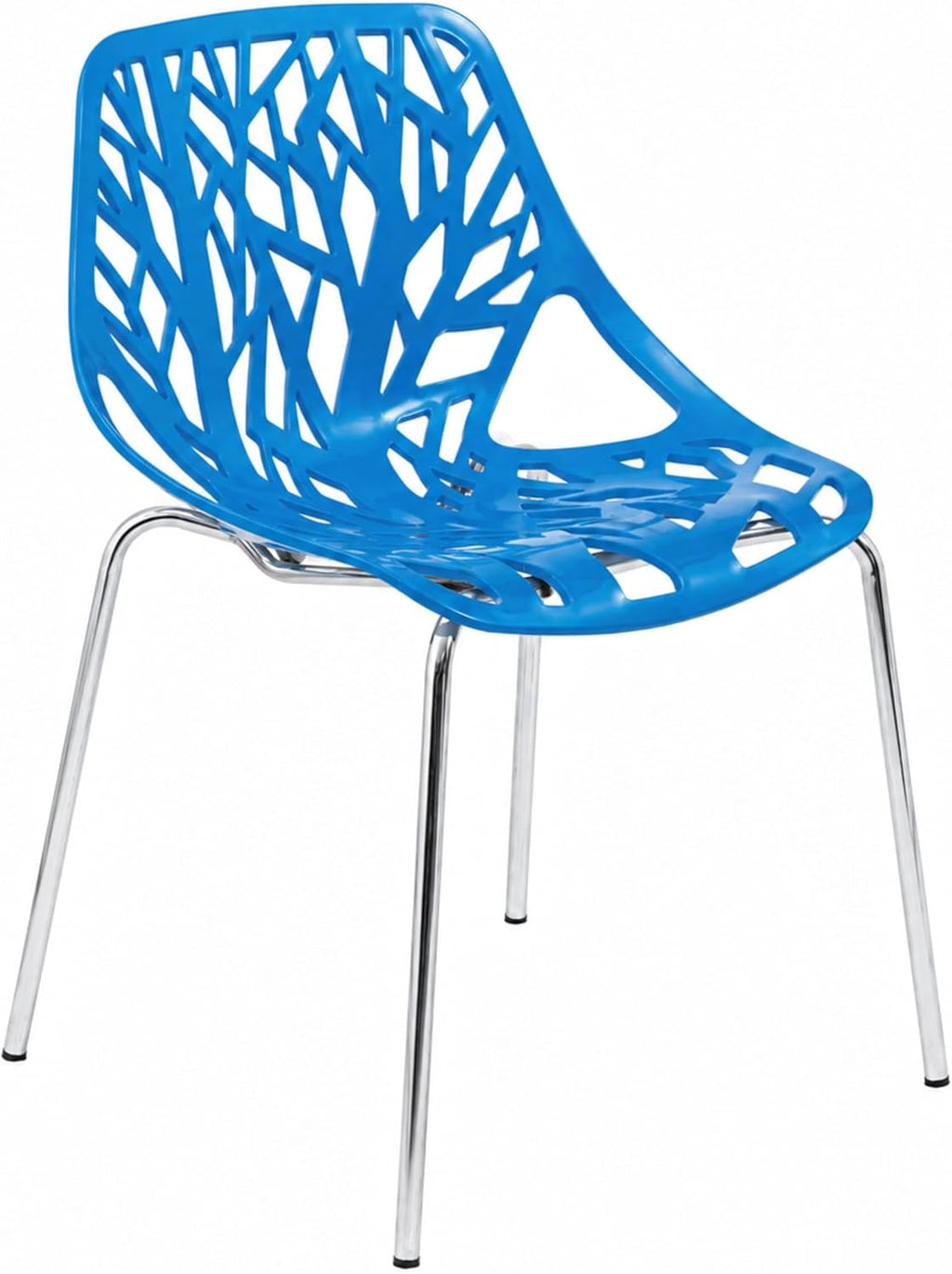 LeisureMod Asbury Modern Dining Chair Blue Color, Polypropylene Seat with Chrome Legs, Comfortable Solid Back Kitchen and Dining Room Chairs, Affordable Contemporary Seating