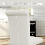 ACEDÉCOR Dining Chairs, White Leather Dining Chairs Set of 4, Upholstered Kitchen Room Chairs with Silver Stainless Steel Legs