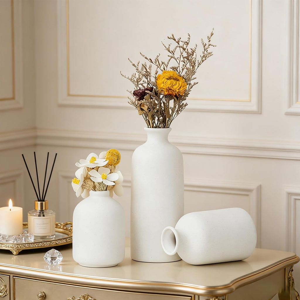 Ceramic Vase Set of 3,Modern Nordic,Minimalist Decorative Vase for Living Room Table Centerpiece Coffee Dining Wedding Bookshelf Home Decoration