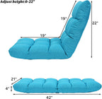 Giantex Adjustable Floor Gaming Sofa Chair 14-Position Cushioned Folding Lazy Recliner High Resilience Sponge, Breathable Cotton & Linen Fabric Sleeper Bed Couch Recliner with Removable Cover