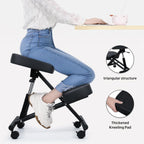 YOXIER Kneeling Chair,Meditation Chair,Posture Chair to Relieve Neck & Back Pain, Brake and Smooth Gliding Casters, Knee Chair Ergonomic,Posture Office Chair with an Angled Seat and Casters Black
