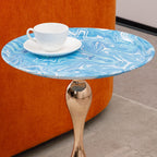 End Coffee Table Round Side Table, Metal Pedestal Table, Accent Table for Small Spaces, Drink Martini Table Decoration for Living Room
