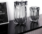 Modern Black Advanced Grey Glass Vase for Flowers, Hand Blown Art Glass Glass vase,Room Decoration and Centerpiece
