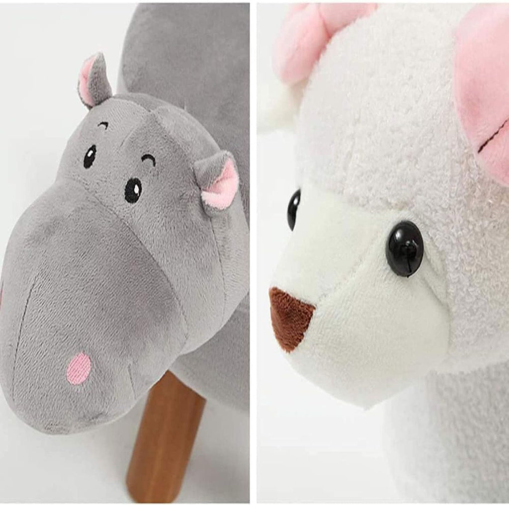 BABYCE Footstool Shoe Changing Stool Animal Shaped Ottoman,upholstered Tray Ride-on Footrest Stool Solid Wood Padded Seat Bench Storage Footstool