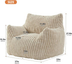 Giant Bean Bag Chairs for Adults Teens with Filling Large Fluffy Bean Bag Chair with Armrests Plush Comfy BeanBag Couch Sofa Chair for Bedroom Living Room Reading