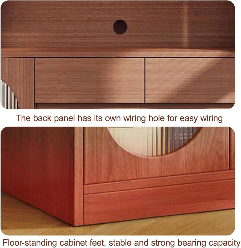 Kitchen Pantry Storage Cabinet, Tall Kitchen Storage Hutch Cabinet, Sideboard Buffet Cupboard, Freestanding Cupboard, for Bedroom, Dining Room, Office(Brown,125x100cm/49.2x39.4in)