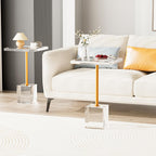 Acrylic End Table, Square Acrylic Drink Table with Metal Support Base, Modern Clear End Table for Living Room, Bedroom, Transparent Nightstand, 12.6" W x 12.6" D x 20.9" H, Easy Assembly