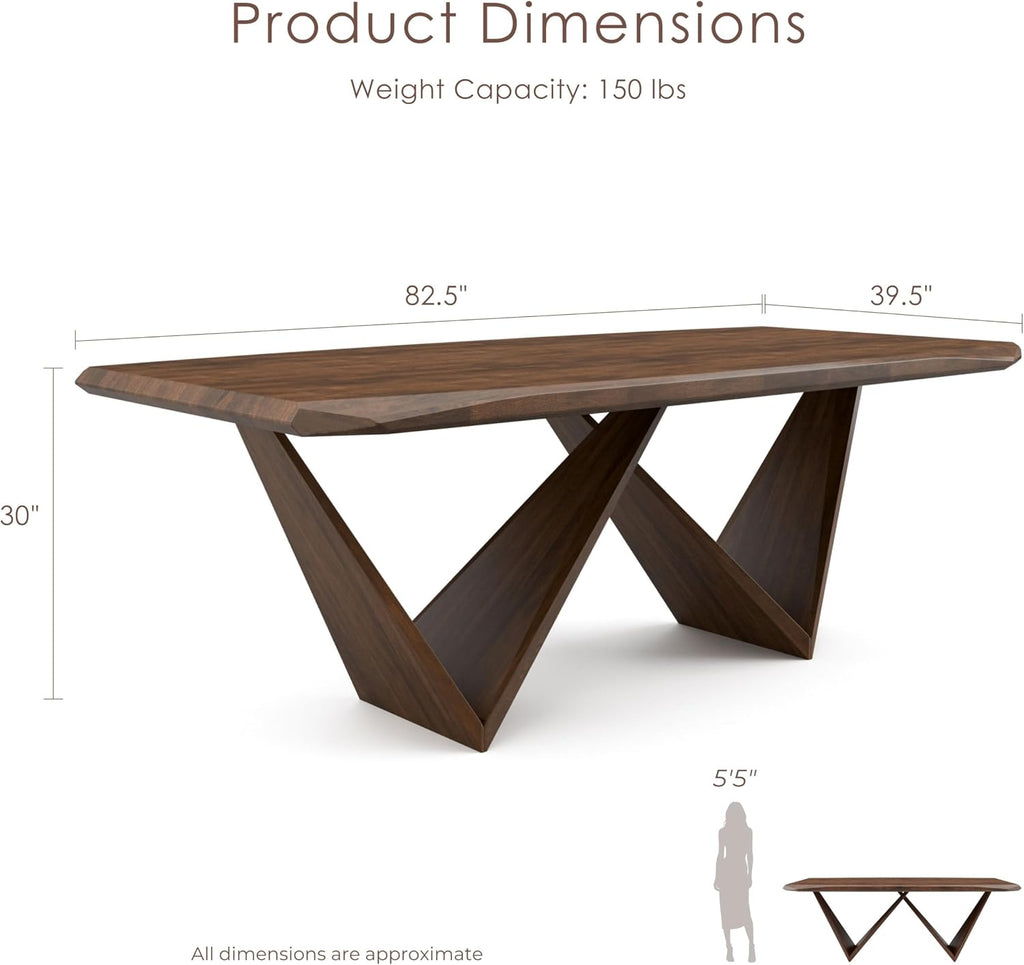 Furniture of America Nazaen III Mid-Century Modern Solid Wood 5-Piece Live Edge Dining Set – 82.5" Brown Table with Upholstered Chairs for Home Kitchen, Dinette, Rich Walnut