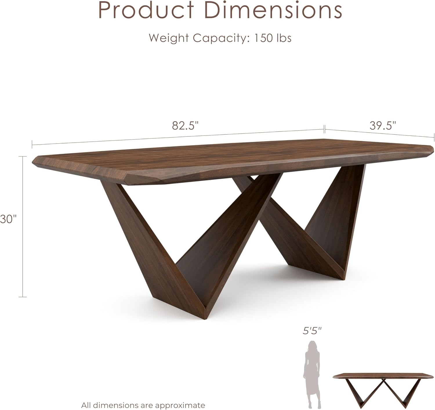 Furniture of America Nazaen III Mid-Century Modern Solid Wood 5-Piece Live Edge Dining Set – 82.5" Brown Table with Upholstered Chairs for Home Kitchen, Dinette, Rich Walnut