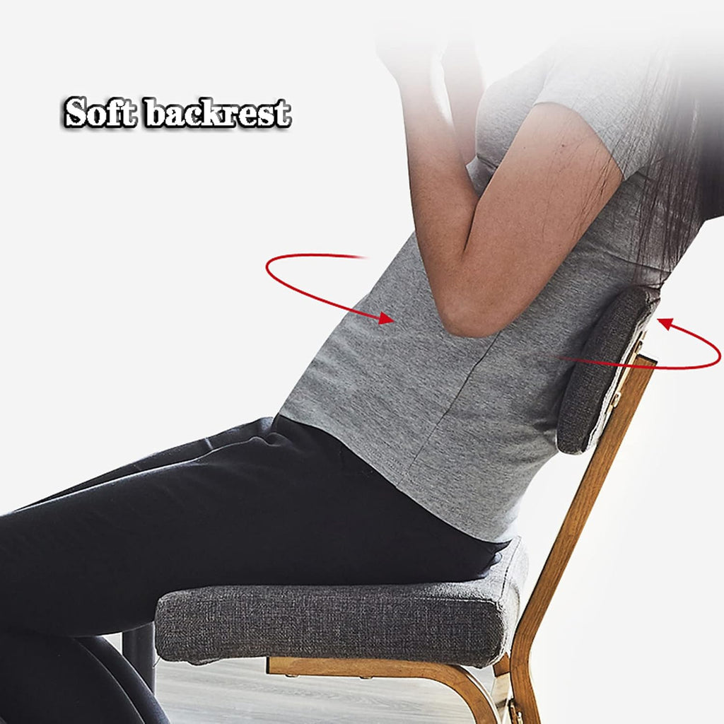 Ergonomic Kneeling Chair with Back Support - Posture Corrective Rocking Balance Stool for Office Use, Orthopedic Design to Relieve Fatigue and Improve Comfort (Black)