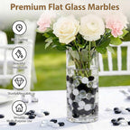 1LB Mixed Glass Beads White, Clear & Black, 0.6"-0.8" Flat Glass Marbles for Vases - Decorative Stones Vase Filler, Fish Tank Rocks, Aquarium Decor, Modern Gems for Centerpieces & DIY Crafts