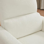 Swivel Rocker Recliner, Oversized Boucle Glider Recliner Nursery, Manual Swivel Rocking Reclining Chairs with Removable Cushion and Lumbar Support for Nursery Living Room Bedroom, Teddy White