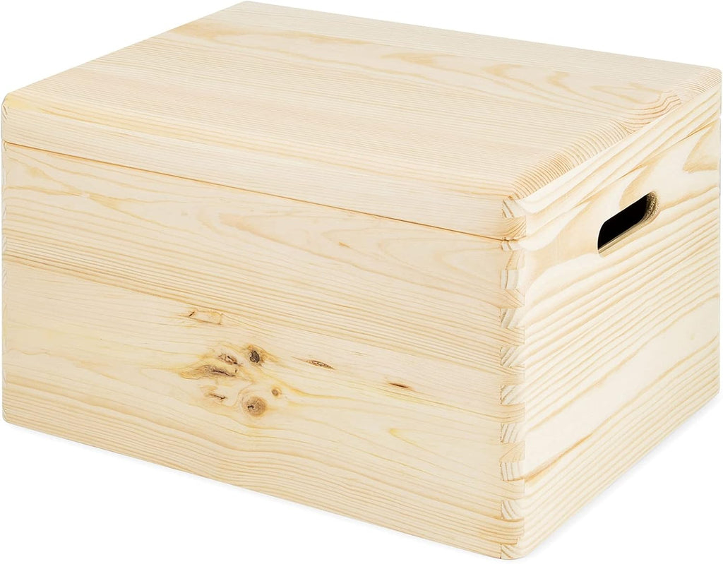 Compactor ran6481 Box with Lid, Raw Wood, 40 x 30 x 23 cm