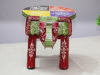 Handcrafted and Hand-Painted Colorful Wooden Elephant Decorative Showpiece Stool/Side Table for Home/Office/Living or Bedroom Decor (Maroon)
