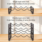 Carperipher Stackable Wine Rack Countertop, 12 Bottles 3 Tier Wine Cabinet Counter, Wine Rack Holder and Storage, Metal Wine Bottle Holder Freestanding for Cabinet