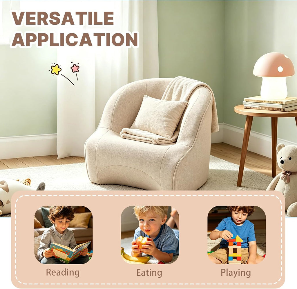 Kids Bean Bag Chair, Toddler Couch with Storage Pocket, Soft Foam Baby Lounger for Playroom, Space-Saving Floor Chair for Boys & Girls (Child's Chair)
