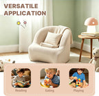 Kids Bean Bag Chair, Toddler Couch with Storage Pocket, Soft Foam Baby Lounger for Playroom, Space-Saving Floor Chair for Boys & Girls (Child's Chair)
